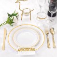 BZGWECD 175 Pieces of Golden Plastic Party Tableware Suitable for 25 People one-time Birthday Party Decoration Cake Plastic Plate Color : Gold-175pcs