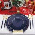BZGWECD 50Pcs Blue Plastic Plates and Gold Silverware Disposable Party Tableware Set Adult Birthday Party Decoration Wedding Tableware Color : White 50pcs