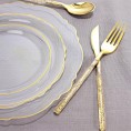BZGWECD 50Pcs Disposable Party Tableware Transparent Plastic Plate and Knife Fork and Spoon Set Wedding and Birthday Party Supplies Color : 01 50pcs