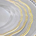 BZGWECD 85 Pieces of Disposable Party Tableware Transparent Golden Plastic Tray Set for Wedding Party Holiday Event Decoration Color : Gold Edge 85pcs