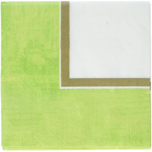 Durable Avocado Green and Brown Solid Border Beverage Napkins Party Tableware Paper 5" x 5" Pack of 36