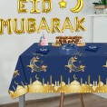 Eid Ramadan Mubarak Tableware Set Includes Plates Napkins Table Cover Purple and Gold Star Moon Tablecloth Perfect for Eid Ramadan Party Dining Decoration Supplies