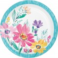 Floral Spring Party Supplies Tableware Pack | Flower Fields Disposable Dinnerware Set Includes Paper Plates Napkins and Table Cover for 16 Guests 65 Total Pieces
