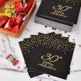Gatherfun 30th Birthday Napkin Disposable Paper Napkins Black and Gold Party Decorations Tableware for Men Woman 30 Birthday Party（6.5X6.5in 3-Ply 50-Pack