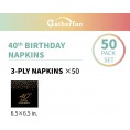 Gatherfun 40th Birthday Napkin Disposable Paper Napkins Black and Gold Party Decorations Tableware for Men Woman 40 Birthday Party（6.5X6.5in 3-Ply 50-Pack