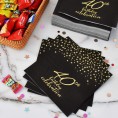 Gatherfun 40th Birthday Napkin Disposable Paper Napkins Black and Gold Party Decorations Tableware for Men Woman 40 Birthday Party（6.5X6.5in 3-Ply 50-Pack