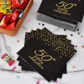 Gatherfun 50th Birthday Napkin Disposable Paper Napkins Black and Gold Party Decorations Tableware for Men Woman 50 Birthday Party（6.5X6.5in 3-Ply 50-Pack