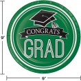 Graduation School Spirit Green Paper Plates 54 ct