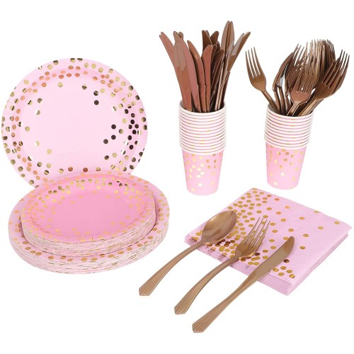 Hemoton Birthday Party Supplies Tableware Set Include Paper Plate Napkin Cutter Fork Paper Cup for Birthday Baby Shower Party Tableware Festive Party Supplies