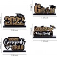 HYOWCHI 4 Pcs Graduation Centerpieces for Tables 2022 Wooden Graduation Table Decorations Sign Congratulation Party Table Decor for Congrats Grad Table Toppers Black Gold Black & Gold