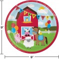 Kids Farm Animals Themed Birthday Party Tableware and Decorations Bundle | Includes Disposable Paper Plates Napkins Hanging Cutouts Banner and Table Cover for 24 Guests 85 PCS