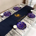 KYMY 64 pcs Eid Mubarak Table Decorations,Ramadan Muslim Paper Tableware Set,Islamic Party Supplies with Disposable Mubarak Plates,Napkins,Cups for Eid Mubarak,Haji Holiday Decorations Dk.Purple