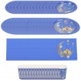 LUOZZY Ramadan Festival Disposable Kits with Paper Cup Plate Tissue Party Serving Tableware for Islamic Festival Blue