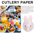 Luxshiny 24pcs Disposable Paper Plates and Cups Set Easter Dinnerware Set Party Supplies Tableware Set
