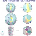 Mermaid Birthday Party Tableware Supplies Set Kit | Iridescent Turquoise Plates Cups Napkins | Serves 16
