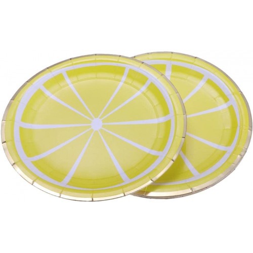 Newmind Pack of 8 Lemon Disposable Cake Dish Paper Plates Home BBQ Party Tableware 9 Inch