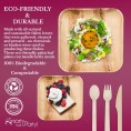 Palm Leaf Plates Dinnerware Set for 200 Guests 9" Eco-Friendly Disposable Buffet Square Plates 7" Dessert Plates Cutlery Set 100% Compostable Biodegradable for Wedding Birthday & All Occasions