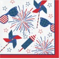Patriotic 4th of July Fireworks Disposable Dinnerware Bundle | Party Tableware Banquet Platters Dinner & Dessert Plates Luncheon & Beverage Napkins for 16 Guests 80 Pieces