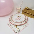 Pink Gold Girl Baby Shower Tableware Party Supplies Plates Napkins Cups Runner Pink