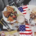 PMU Patriotic Stars and Stripes American Flag Patterned Paper Dessert Plates 9" Patriotic Party Tableware 8 pkg Pkg 1