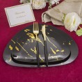 Supernal 60pcs Black Gold Plastic Plates Black Plastic Plates with Gold Marble Design,Triangular Plastic Plates Includes 30 Dinner Plates and 30 Dessert Plates Suit for Wedding and Parties
