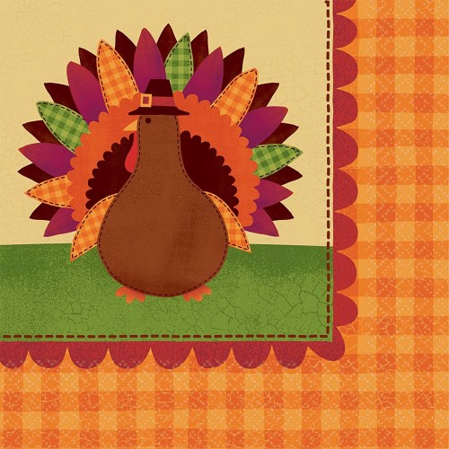 Thanksgiving Turkey Orange Paper Dinner Napkins 16 Ct. | Party Tableware