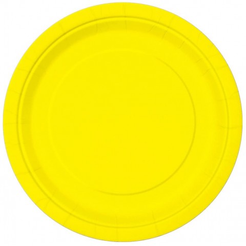 Unique 99155 Unique party tableware Neon Yellow Dinner Plates 16ct 9"