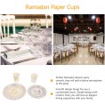 VEEMOON 1 Set Ramadan Paper Tableware Eid Mubarak Serving Plates Cups Napkin Festival Party Tableware Kit for Eid Mubarak Holiday Party Favor Supplies