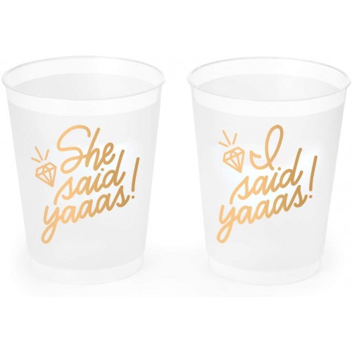 xo Fetti Bachelorette Party Decorations She Said Yaaas! Reusable Cups 16 Frost Flex Cups | Gold Bridal Shower Gift Bridesmaid Favors I Said Yaas