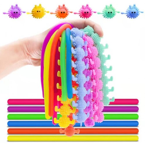 12 Pack Fidget Stretch String Noodles Sensory Toys Stress Relief Anti-Anxiety Toys for ADHD ASD Christmas Party Favors