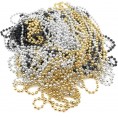 144 Pieces 33 inch 07mm Metallic Silver Gold Black Color Mardi Gras Beads Beaded Necklace Ideal for New Years Eve Anniversary Party Party Favors and Table Centerpiece Decorations