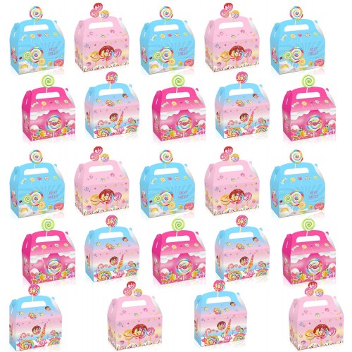 24 Pack Candyland Favor Gift Boxes Sweet Candy Lollipop Windmill Baby Shower Birthday Party Supplies Decoration Party Favor Goodie Bags Candy Treat Gift Box