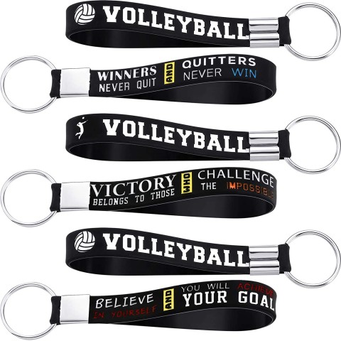 24 Pieces Volleyball Wristlet Keychain Silicone Volleyball Keyrings with Motivational Quotes Inspirational for Sports Party Favor Volleyball Gifts