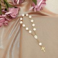 30 Pieces Mini Rosaries Baptism Rosary Beads Recuerdos De Bautizo Acrylic Ivory Color Finger Baptism Rosaries Gold Plated Faux Pearls with Organza Bags for Christening Weddings Party Favors Gold