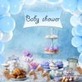 40 Set Baby Shower Return Favors for Guest Blue Elephant Keychains White Organza Bags Thank You Kraft Tags Baby Shower Favors for Boys for Elephant Theme Party Favors Boy Baby Shower Supplies