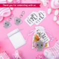 40 Sets Baby Shower Return Favor Including Elephant Keychain Organza Bag and Thank You Paper Card for Elephant Theme Party Favor Baby kids Shower Favors Boys Birthday Party Supplies Pink
