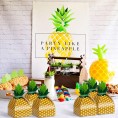 50pcs Pineapple Favor Boxes 3D Large Pineapple Party Favors Bags for Hawaiian Luau Pineapple Theme Party Decorations Summer Tropical Party Supplies
