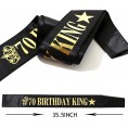 70th Birthday Crown and Birthday King Sash,70th Birthday Gifts for Men,Birthday Gift Idea for Him Husband Father Brother Friends Party Favors.70th Birthday Decorations