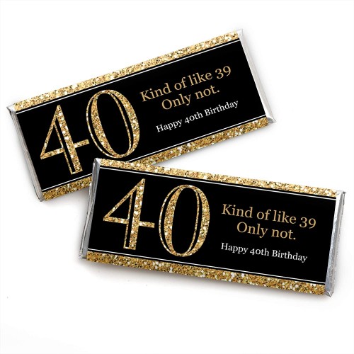 Adult 40th Birthday Gold Candy Bar Wrappers Birthday Party Favors Set of 24