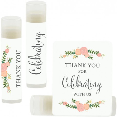 Andaz Press Lip Balm Birthday Party Favors Thank You for Celebrating with Us Ivory Roses Floral Flowers 12-Pack Ivory Roses Floral Flowers Themed Party Decor Gifts for Guests