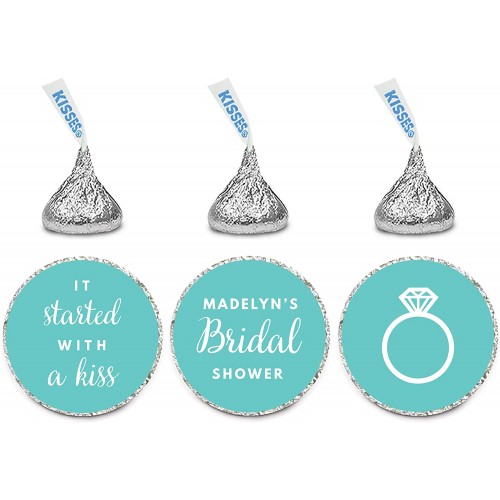 Andaz Press Personalized Chocolate Drop Labels Trio Fits Kisses Party Favors Wedding Bridal Shower 216-Pack Custom Any Name Bride & Co Inspired Bridal Shower Party Decor Decorations