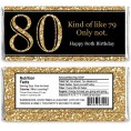 Big Dot of Happiness Adult 80th Birthday Gold Candy Bar Wrappers Birthday Party Favors Set of 24
