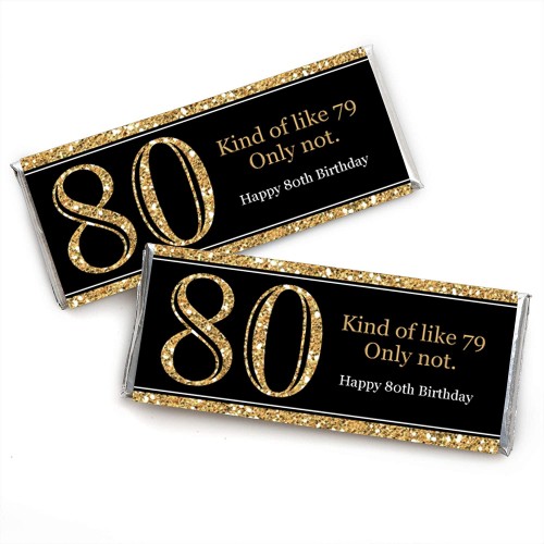 Big Dot of Happiness Adult 80th Birthday Gold Candy Bar Wrappers Birthday Party Favors Set of 24