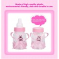 CheeseandU 50Pcs Mini Baby Bottles Adorable Baby Shower Box Decor with Ribbon and Bear Candy Box Gifts Birthday Baby Shower Party Favors Festive Decorations 3.5Inch Pink