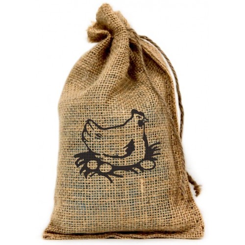 Chicken Customized 6" X 10" Burlap Party Favor Bag with Drawstring Set of 10
