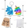 CiciBear 60 Pack Unicorn Birthday Gift for Guests with 20 Sequin Keychains 20 Cards and 20 Bags for Rainbow Unicorn Theme Party Favor Toys Carnival Prizes Pinata Filler Treasure Chest for Kids