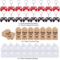 CiciBear 60 Pack Video Game Controller Party Return Favors with 20 Keychains 20 Thank You Tags and 20 Gift Bags for Video Themed Party Baby Shower Kids Birthday School Carnival Rewards Red Black