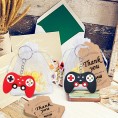 CiciBear 60 Pack Video Game Controller Party Return Favors with 20 Keychains 20 Thank You Tags and 20 Gift Bags for Video Themed Party Baby Shower Kids Birthday School Carnival Rewards Red Black
