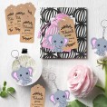 CiciBear 72 Pack Elephant Party Return Favors with 24 Pink Baby Elephant Keychains 24 Thank You Tags and 24 Gift Bags for Elephant Party,Girls Baby Shower Kids Birthday School Carnival Rewards