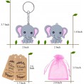 CiciBear 72 Pack Elephant Party Return Favors with 24 Pink Baby Elephant Keychains 24 Thank You Tags and 24 Gift Bags for Elephant Party,Girls Baby Shower Kids Birthday School Carnival Rewards